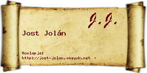 Jost Jolán névjegykártya